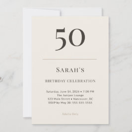 Modern Taupe & Cream 50-årsfirande Inbjudningar