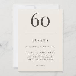 Modern Taupe & Cream 60-årsfirande Inbjudningar