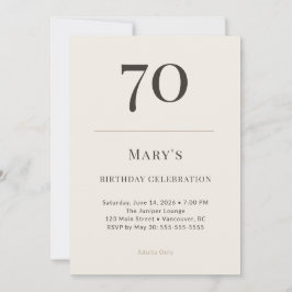 Modern Taupe & Cream 70-årsfirande Inbjudningar