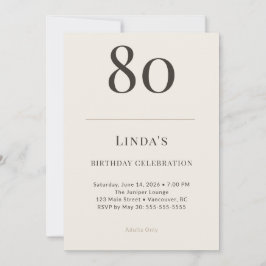 Modern Taupe & Cream 80-årsfirande Inbjudningar