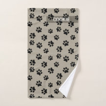 Modern Taupe Cute Paw Print Mönster Hund Towel