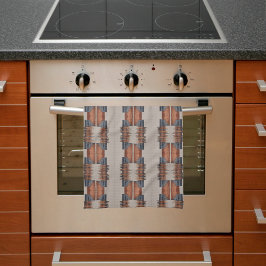 Modern Taupe Denim och Rost Kökshandduk