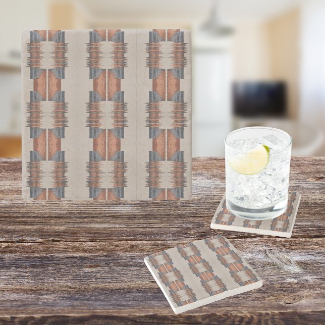 Modern Taupe Denim och Rost  Stenunderlägg (Skapare uppladdad)