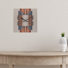 Modern Taupe Denim och Rust Fyrkantig Klocka