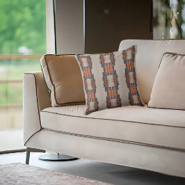 Modern Taupe Denim och Rust Kudde