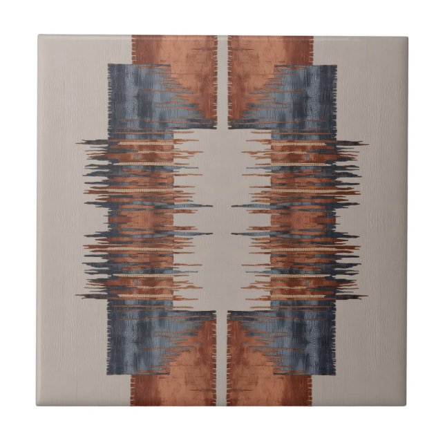 Modern Taupe Denim och Rust Mönster Kakelplatta (Framsidan)