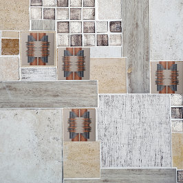 Modern Taupe Denim och Rust Mönster Kakelplatta