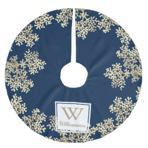 Modern Taupe Flower Buds & Family Namn Julgransmatta Borstad Polyester