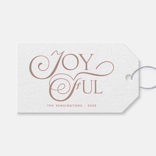 Modern Taupe Glatt Helgdag jul Presentetikett (Framsidan (Horisontell))