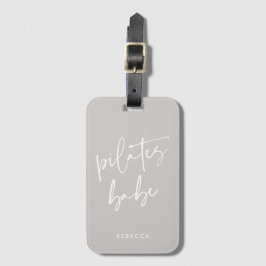Modern Taupe Grått Calligraphy Workout Gym Pilates Bagagebricka