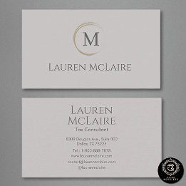 Modern Taupe Gray Logo Business Branding Visitkort