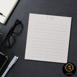 Modern Taupe Gray Monogram Stationery Anteckningsblock