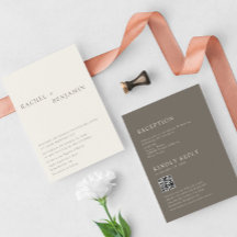 Modern Taupe Minimalist Wedding 2 Sided QR Code