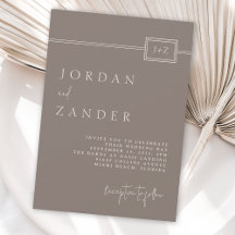 Modern Taupe-minimalistisk Monogram Bröllop