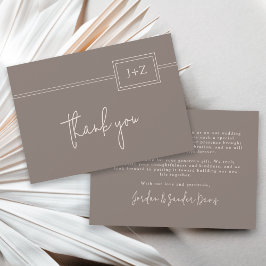 Modern Taupe-minimalistisk Monogram Bröllop Tack