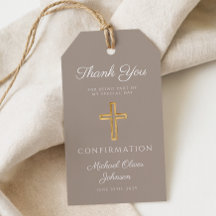 Modern Taupe Religiöst Kors Pojke Konfirmation