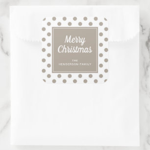 Modern Taupe Script God Jul Fyrkantigt Klistermärke