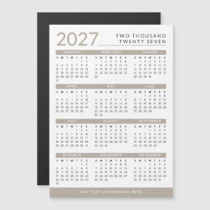 Modern Taupe & Vit Anpassningsbar 2027 Magnetkalen