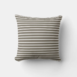 Modern Taupe & White Striped  Kudde