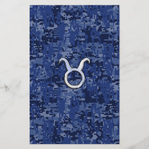 Modern Taurus Zodiac - signera blå digitalkamoufla Brevpapper