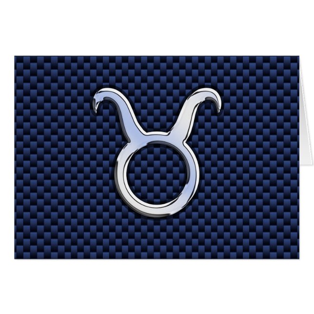 Modern Taurus Zodiac Signera Blue Carbon Fiber Pri Hälsningskort (Framsidan Horizontal)