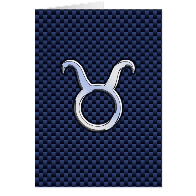Modern Taurus Zodiac Signera Blue Carbon Fiber Pri Hälsningskort (Framsidan)