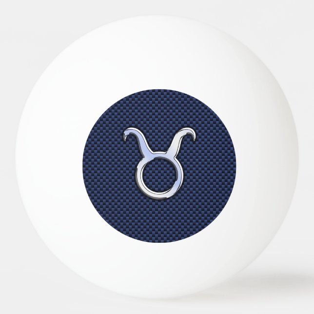 Modern Taurus Zodiac Signera Blue Carbon Fiber Pri Pingisboll (Framsidan)