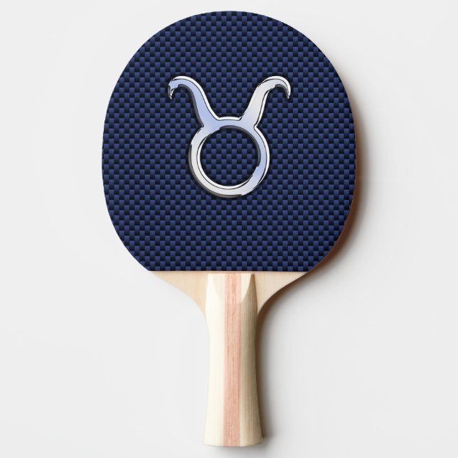 Modern Taurus Zodiac Signera Blue Carbon Fiber Pri Pingisracket (Baksidan)