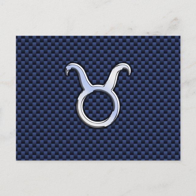 Modern Taurus Zodiac Signera Blue Carbon Fiber Pri Vykort (Framsida)