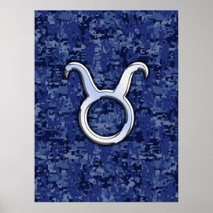 Modern Taurus Zodiac - signerad marin digital kame Poster