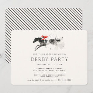 Modern Tävling Horse Derby Party Equestrian Inbjudningar