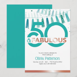 Modern Teal 50 och Fabulous 50 Birthday Inbjudningar