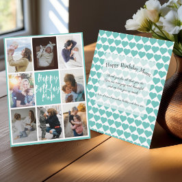 Modern Teal 8 Photo Collage Grattis på födelsedage