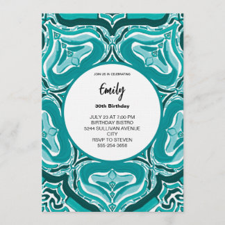 Modern Teal Abstract Pattern Inbjudningar