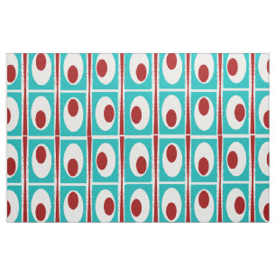 Modern Teal Abstrakt Ovalers Fabric i mitten av å Tyg