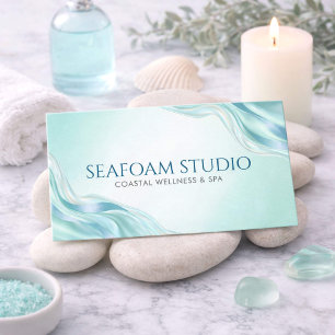 Modern Teal Agat Marmor Metallisk Turkos Spa Visitkort