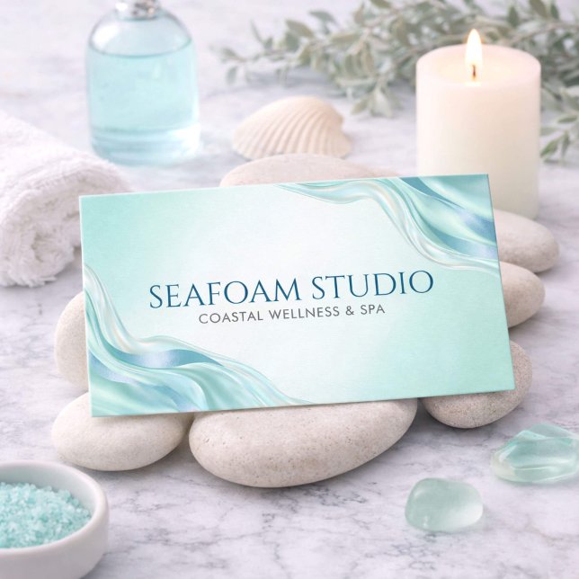 Modern Teal Agat Marmor Metallisk Turkos Spa Visitkort (Skapare uppladdad)