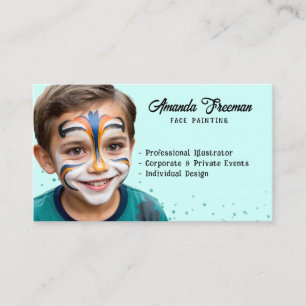 Modern Teal and Black Party Artist Painter Visitkort
