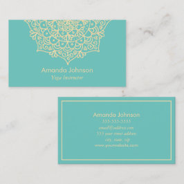 Modern Teal and Guld Mandala Yoga Instructor Visitkort