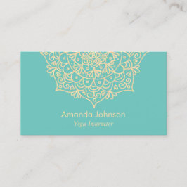 Modern Teal and Guld Mandala Yoga Instructor Visitkort