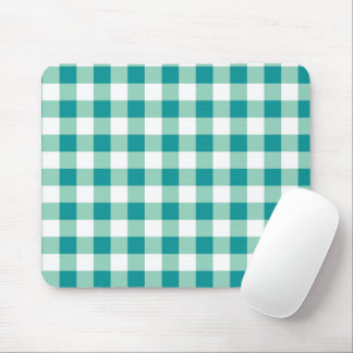 Modern Teal and White Gingham Checkered Musmatta