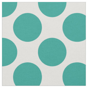 Modern Teal and White Large Polka dots Tyg