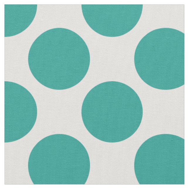 Modern Teal and White Large Polka dots Tyg (Närbild)