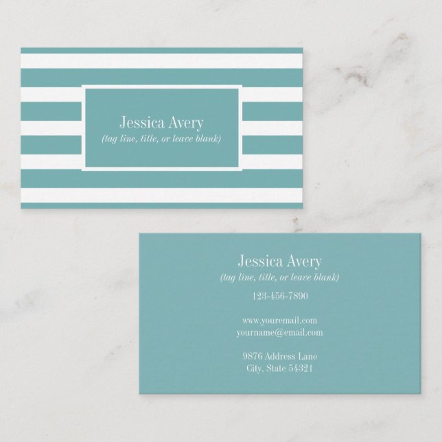 Modern Teal and White Rand Monogram Namn Visitkort (Fram/baksida)
