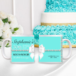 Modern Teal Aqua Tiffany Bold & Bougie Birthday Kaffemugg