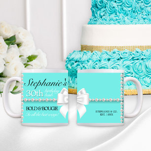 Modern Teal Aqua Tiffany Bold & Bougie Birthday Kaffemugg