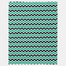 Modern Teal Black Chevron Mönster Fleecefilt