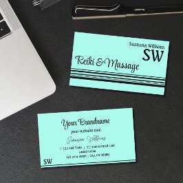 Modern Teal Black Rand med Monogram-Snyggt Visitkort