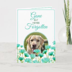 Modern Teal Blommigt Pet Loss Photo Sympathy Kort