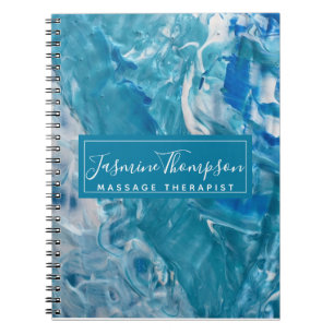 Modern Teal Blue Abstrakt Art bärbar dator Anteckningsbok